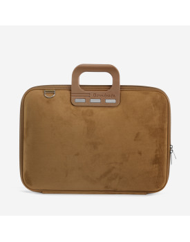 MALLETTE BOMBATA CAMOSCIO 15'' MARRON