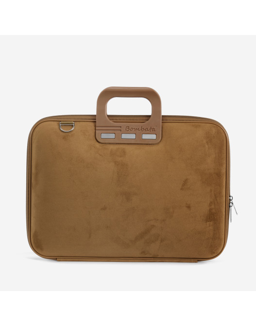 MALLETTE BOMBATA CAMOSCIO 15'' MARRON