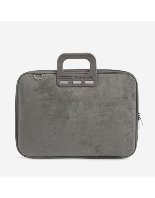 MALLETTE BOMBATA CAMOSCIO 15'' GRIS FONCE