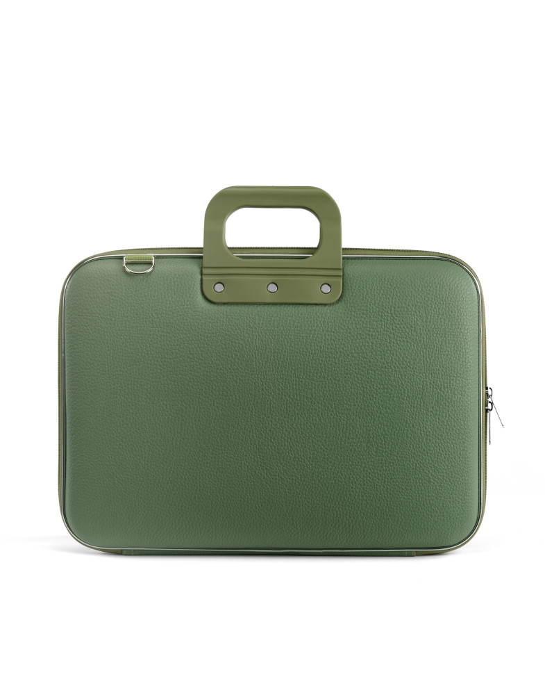 MALLETTE CLASSIC MEDIOBOMBATA VINYLE 13" VERT PALE